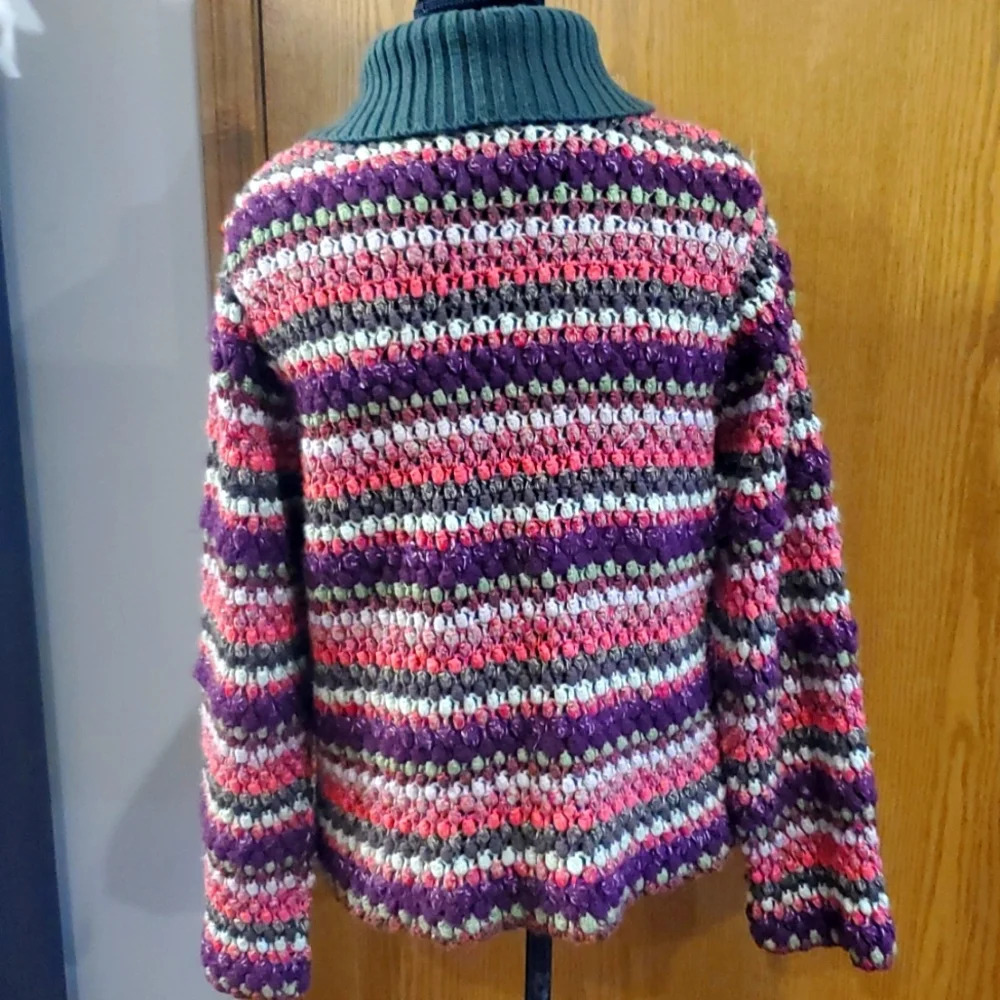 Orvis wool blend multicolored crochet cardigan sweater - Picture 4 of 6